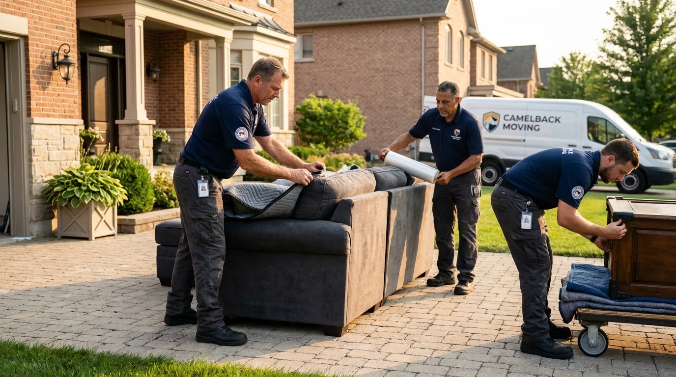Large estate moving crew wrapping furniture in Walling, TN